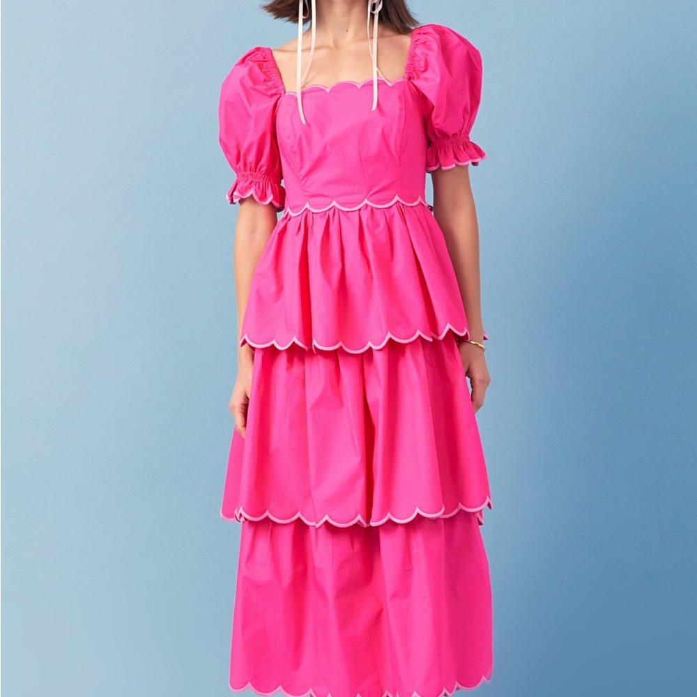 English Factory Fuchsia Tiered Dress - $185 MSRP - Size XS